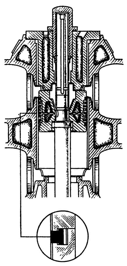 Цилиндр вертикального компрессора с графитовыми поршневыми уплотнениями